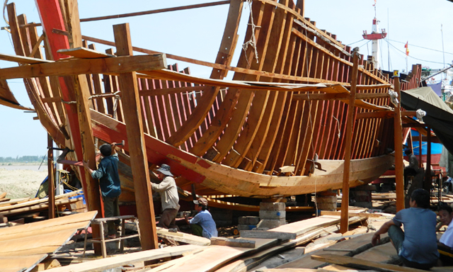 Một khu xưởng đóng tàu của HTX