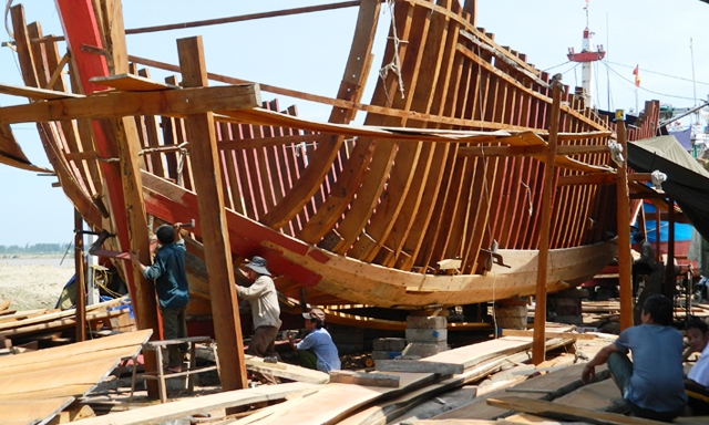 Một khu xưởng đóng tàu của HTX