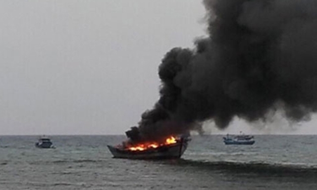 Tàu của ngư dân Phú Quý cháy ở ngoài khơi