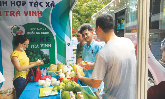 Một gian hàng tại Hội chợ Xúc tiến thương mại cho các HTX 2018