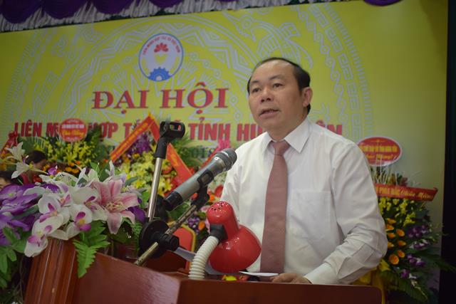 Chủ tịch Nguyễn Ngọc Bảo phát biểu tại Đại hội V Liên minh HTX tỉnh Hưng Yên