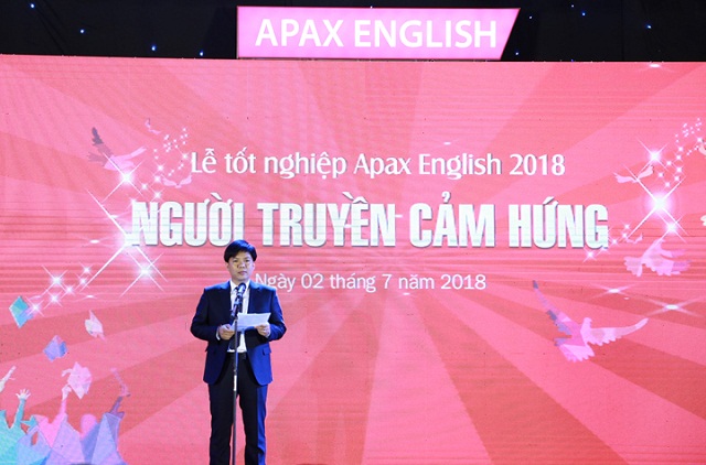 Ông Nguyễn Ngọc Thủy - Chủ tịch HĐQT kiêm Người sáng lập Apax English phát biểu tại sự kiện