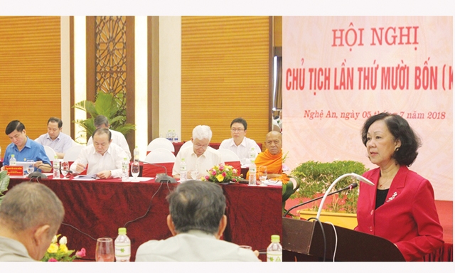 Trưởng Ban Dân vận Trung ương Trương Thị Mai phát biểu tại hội nghị