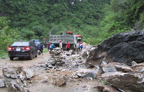 Hiện trường vụ sạt lở ở huyện Con Cuông, tỉnh Nghệ An.