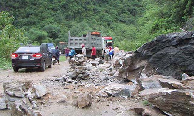 Hiện trường vụ sạt lở ở huyện Con Cuông tỉnh Nghệ An