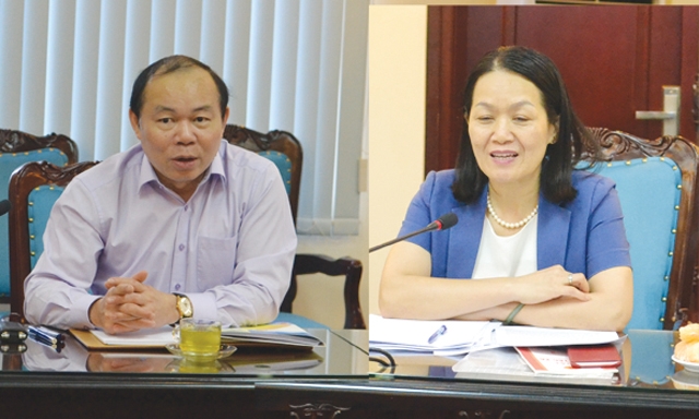 Chủ tịch Nguyễn Ngọc Bảo và bà Bùi Thị Hòa tại buổi làm việc