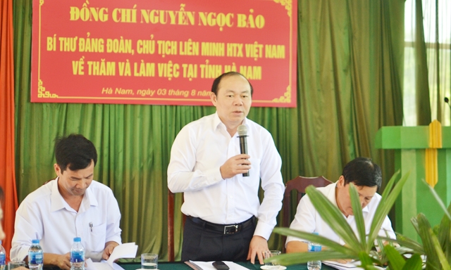 Chủ tịch Nguyễn Ngọc Bảo làm việc với Liên minh HTX tỉnh Hà Nam