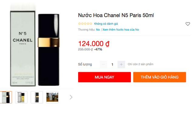 Một lọ nước hoa Chanel được rao bán trên Lazada.vn có giá chưa đến…200.000 đồng