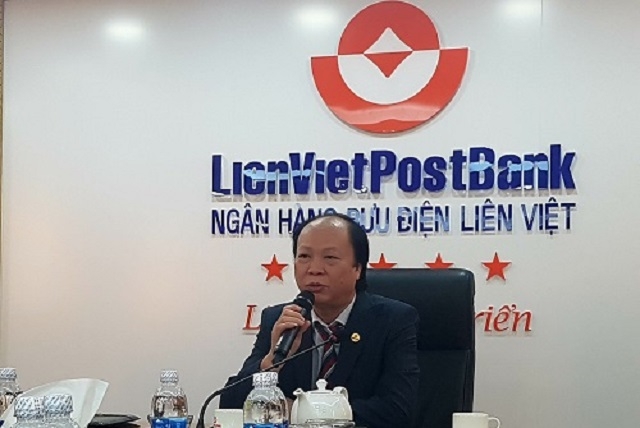 Chủ tịch HĐQT LienVietPostBank, Nguyễn Đình Thắng tại buổi họp báo