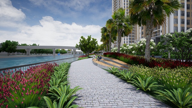 Gem Riverside có công viên dọc bờ sông dài hơn 1km
