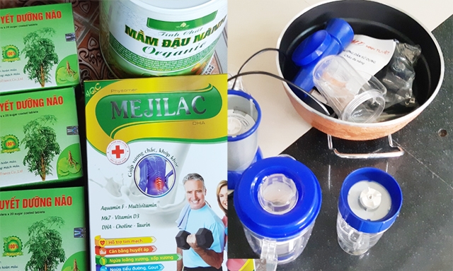 Thực phẩm chức năng và bộ máy xay có giá 1,9 triệu công ty Minh Trí bán cho nhiều người