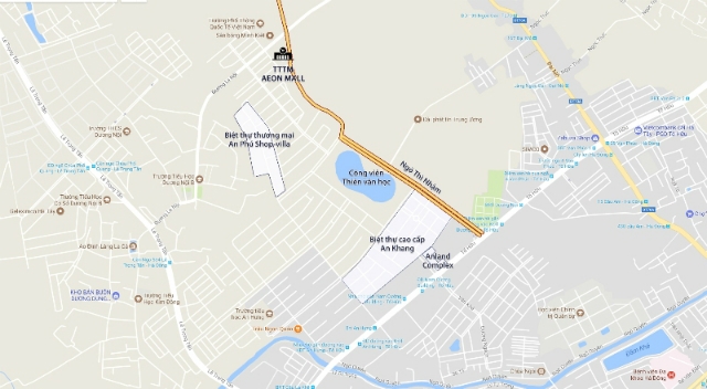 Trung tâm thương mại Aeon Mall có vị trí tiếp giáp Khu đô thị Dương Nội
