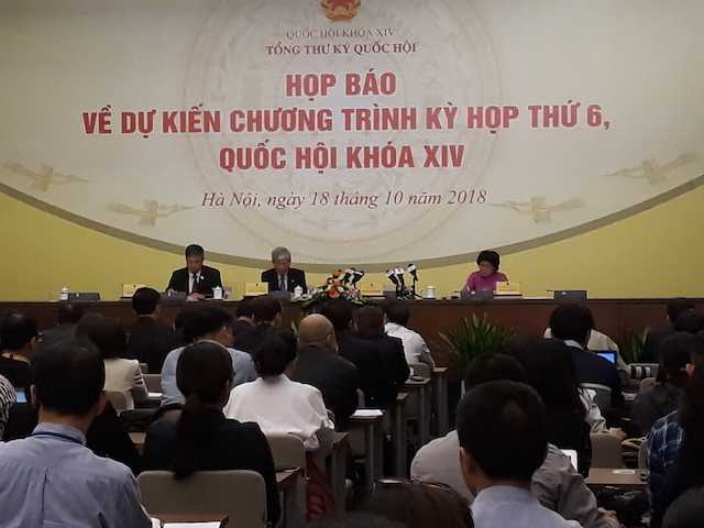 Kỳ họp thứ 6, Quốc hội khoá XIV sẽ khai mạc vào sáng ngày 22/10/2018, tại Nhà Quốc hội, Thủ đô Hà Nội