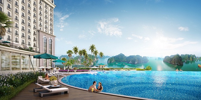 Bể bơi vô cực có tầm nhìn bao trọn khung cảnh kỳ vĩ của vịnh Hạ Long
