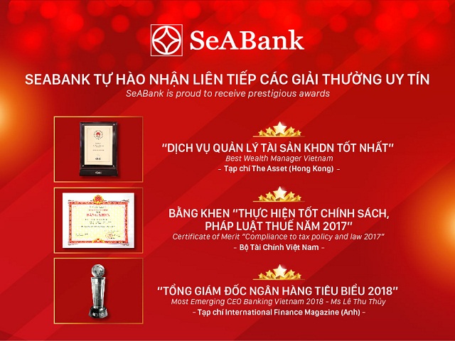 SeABank nhận 3 giải thưởng uy tín