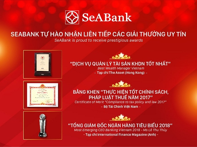 SeABank nhận 3 giải thưởng uy tín