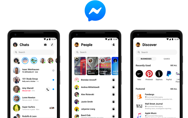 3 tab điều hướng chính của Messenger 4 (Ảnh: Facebook)