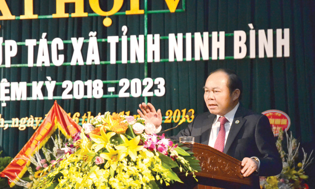 Chủ tịch Liên minh HTX Việt Nam Nguyễn Ngọc Bảo phát biểu tại Đại hội