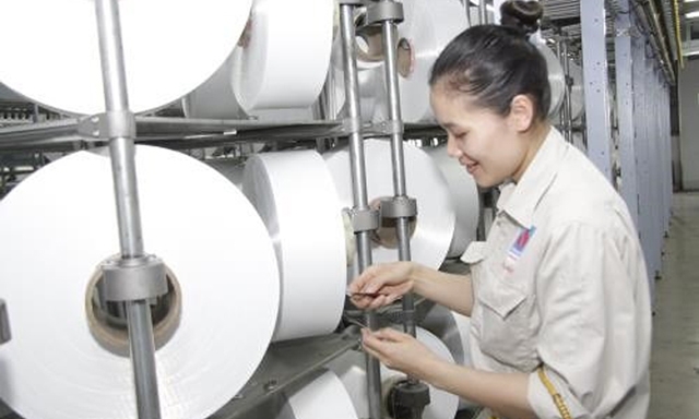 Người lao động làm việc trong Nhà máy Xơ sợi Polyester Đình Vũ