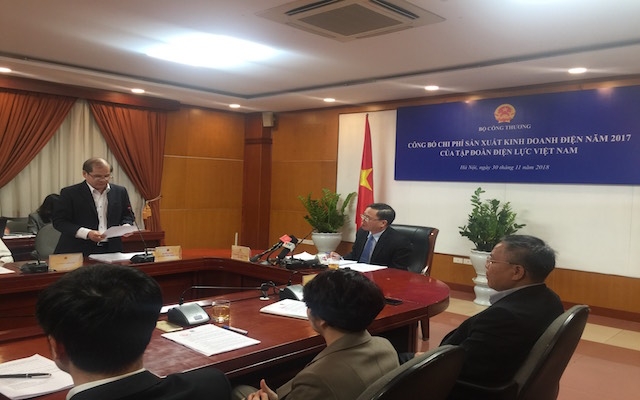 Họp báo công bố chi phí sản xuất kinh doanh điện năm 2017 của Tập đoàn Điện lực Việt Nam (EVN) (Ảnh: Lê Thúy)