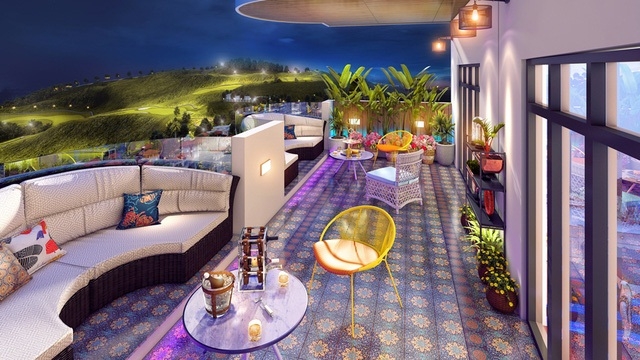 Các căn hộ khách sạn đều có tầm nhìn rộng mở hướng vịnh và sân golf