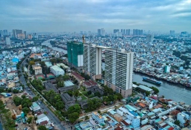 Hình ảnh thực tế tại dự án, block A, B đã có gần 300 gia đình vào ở