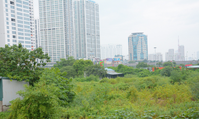 Dự án Tháp tài chính IFT nằm ngay tại vị trí sầm uất bậc nhất của quận Cầu Giấy để cỏ mọc hoang