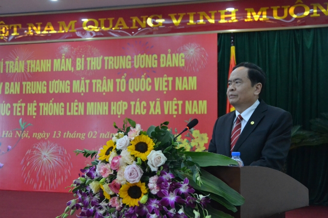Chủ tịch Ủy ban Trung ương Mặt trận Tổ quốc Việt Nam Trần Thanh Mẫn chúc tết hệ thống Liên minh HTX Việt Nam