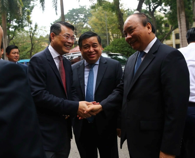 Thủ tướng Nguyễn Xuân Phúc đánh giá cao vai trò của Bộ KH&ĐT là cơ quan tham mưu của Chính phủ. Ảnh: L. K.