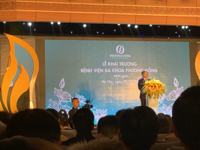 Giám đốc Bệnh viện Đa khoa Phương Đông Nguyễn Thái Sơn phát biểu tại lễ khai trương