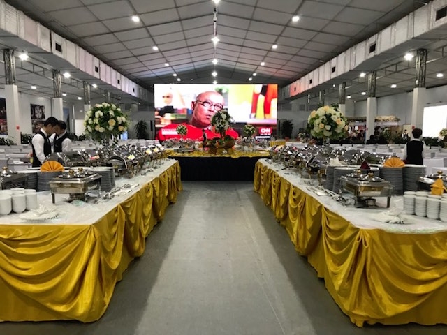 Khu vực ẩm thực sẵn sàng phục vụ các nhà báo