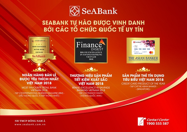 SeABank được vinh danh “Thương hiệu xuất sắc trong lĩnh vực tiết kiệm ngân hàng 2018”