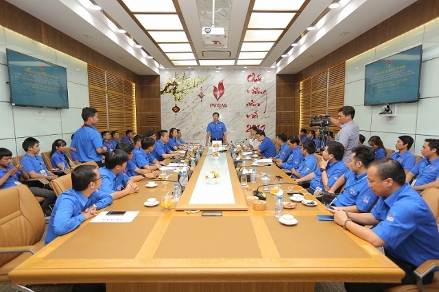 Đồng chí Lê Quốc Phong, Ủy viên dự khuyết Trung ương Đảng, Bí thư thứ nhất Trung ương Đoàn TNCS Hồ Chí Minh thăm và làm việc với Đoàn PVN