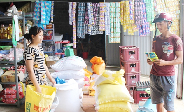 Cửa hàng tạp hóa của gia đình chị Thùy cho thu nhập hàng trăm triệu đồng mỗi năm