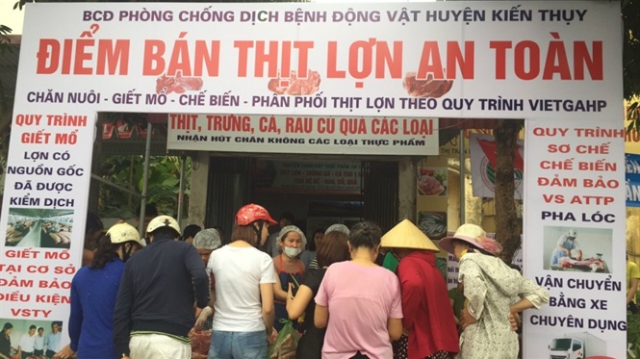 Kiến Thụy là địa phương đi đầu trong việc thực hiện mở các điểm bán thịt lợn an toàn