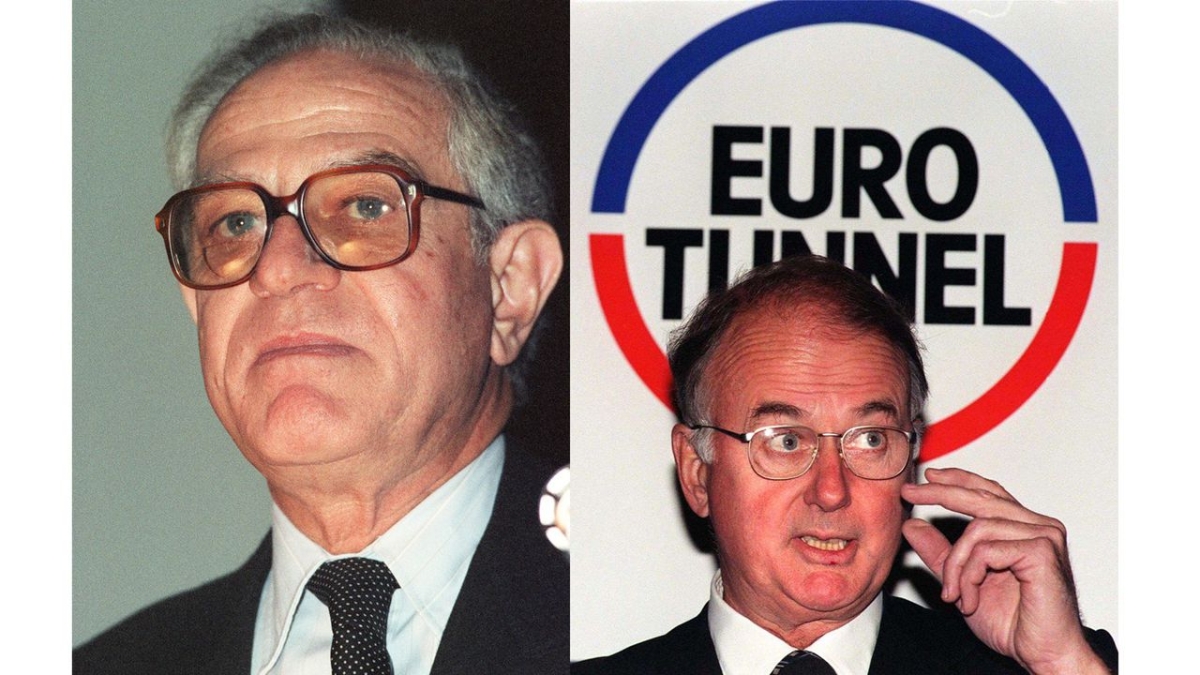 1986: Tập đoàn Eurotunnel được thành lập để vận hành đường hầm Tập đoàn Pháp-Anh này chịu trách nhiệm vận hành đường hầm eo biển Manche và sẽ thu phí từ đường sắt. Vào ngày 23 tháng 9 năm 1986, André Bérard (phải) và Alastair Morton (trái) trở thành đồng chủ tịch đầu tiên của Eurotunnel.