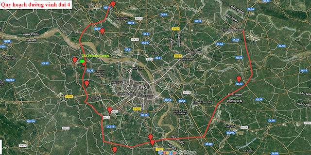 Đường vành đai 4 có chiều dài 98 km, đi qua 7 quận, huyện của Hà Nội (Ảnh: Internet)