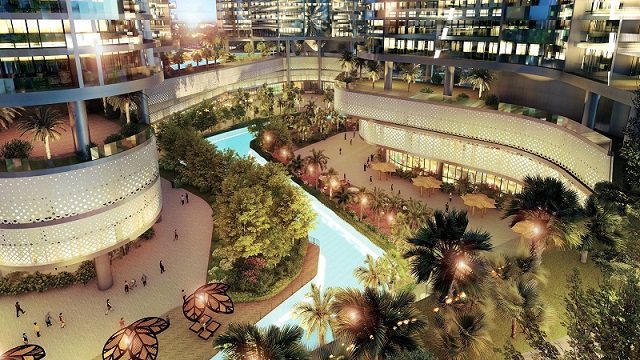 Toàn bộ lõi cảnh quan của Sunshine Diamond River được thiết kế theo tiêu chuẩn của một khu nghỉ dưỡng 5 sao với những mảng xanh của cây cối và mặt nước đa dạng