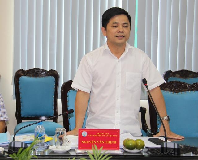 Phó Chủ tịch Liên minh HTX Việt Nam Nguyễn Văn Thịnh phát biểu tại buổi là việc