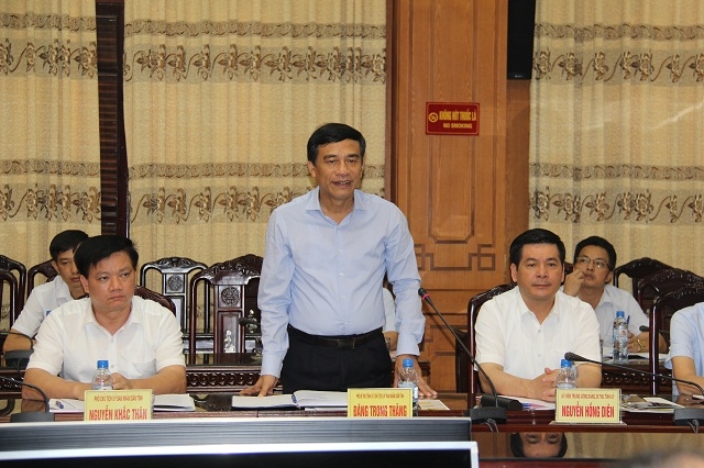 Phó Bí thư Tỉnh ủy, Chủ tịch UBND tỉnh Thái Bình Đặng Trọng Thăng phát biểu tại cuộc làm việc