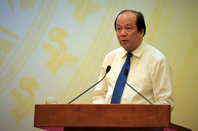 Ông Mai Tiến Dũng - Bộ trưởng, Chủ nhiệm Văn phòng Chính phủ, người phát ngôn Chính phủ - chủ trì họp báo