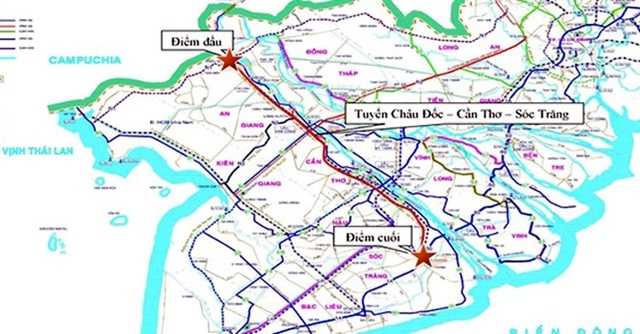 Dài gần 155 km, cao tốc Châu Đốc - Cần Thơ - Sóc Trăng dự kiến đầu tư theo hình thức ODA và ngân sách, kinh phí khoảng 30.000 tỷ đồng. (Ảnh VnExpress)