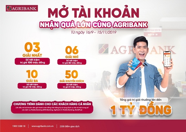 Mở tài khoản nhận quà lớn cùng Agribank