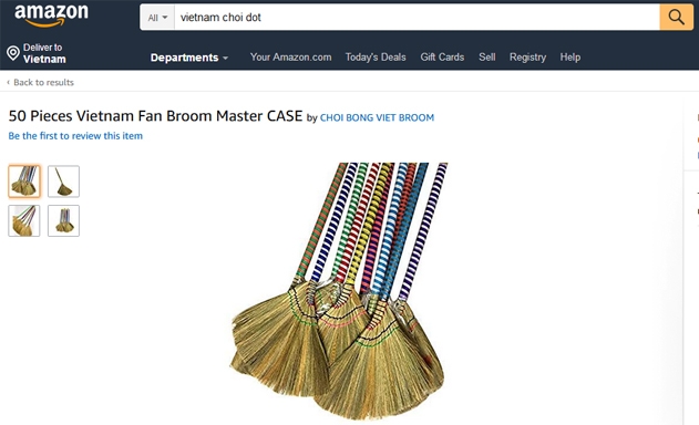 Chổi đót Việt Nam được rao bán với giá rất cao trên Amazon
