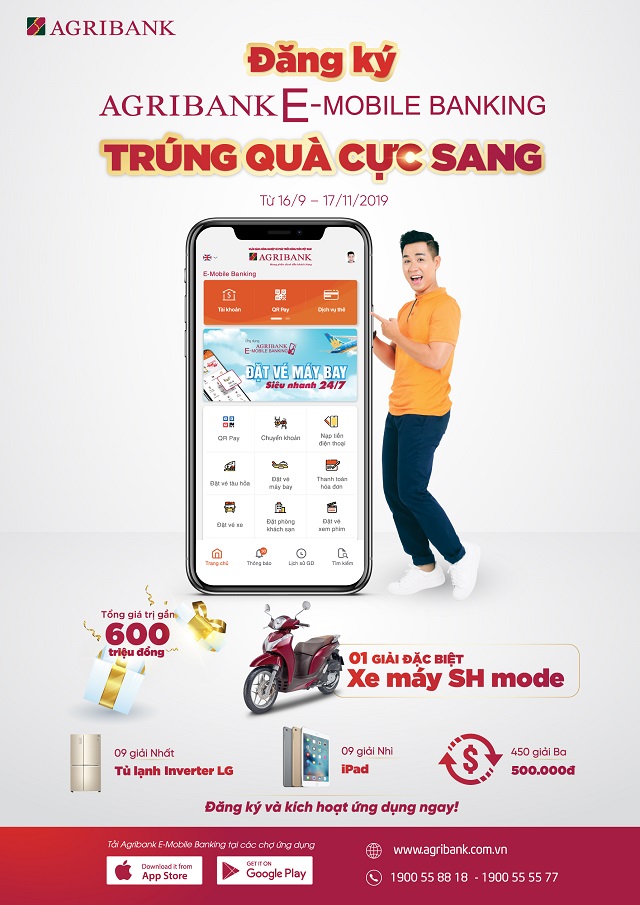 Chương trình đăng ký Agribank E-Mobile Banking trúng quà cực sang