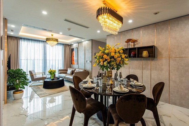 Chi tiết mạ vàng tinh xảo trong không gian sống