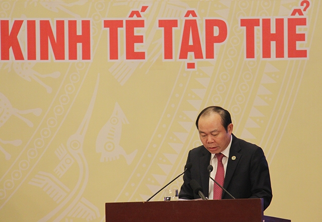 Chủ tịch Liên minh HTX Việt Nam Nguyễn Ngọc Bảo phát biểu tại hội nghị