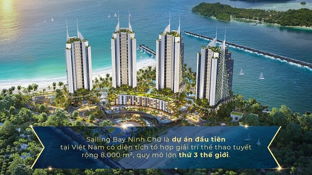 Sailing Bay Ninh Chữ là dự án đầu tiên tại Việt Nam có diện tích tổ hợp giải trí thể thao tuyết rộng 8.000 m2, quy mô lớn thứ 3 thế giới.