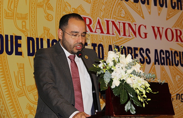 Ông Fredy Guayacan, Giám đốc chương trình chuỗi cung ứng có trách nhiệm tại châu Á (ILO) phát biểu tại Hội thảo