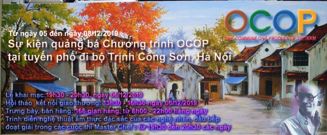 Poster sự kiện quảng bá Chương trình OCOP tại tuyến phố đi bộ Trịnh Công Sơn, Hà Nội